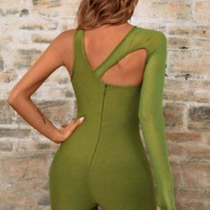 Asymmetrical Neck Cutout Romper
